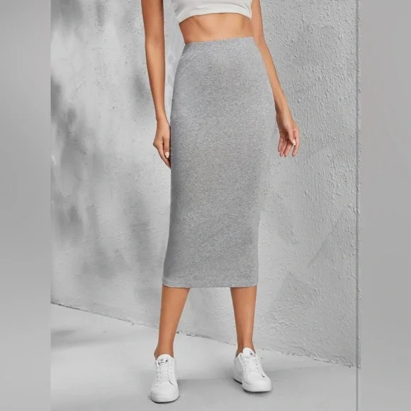 Roxy new with tags ribbed Solid Pencil Skirt size M grey - Picture 3 of 9